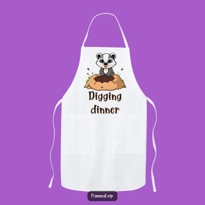 Funny Badger Digging Hole Apron: Work in Style with Determined Animal Flair