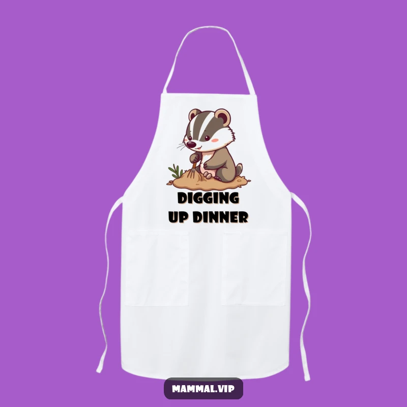 Funny Energetic Badger Apron: Digging Chef Character, Hilarious Kitchen Gift