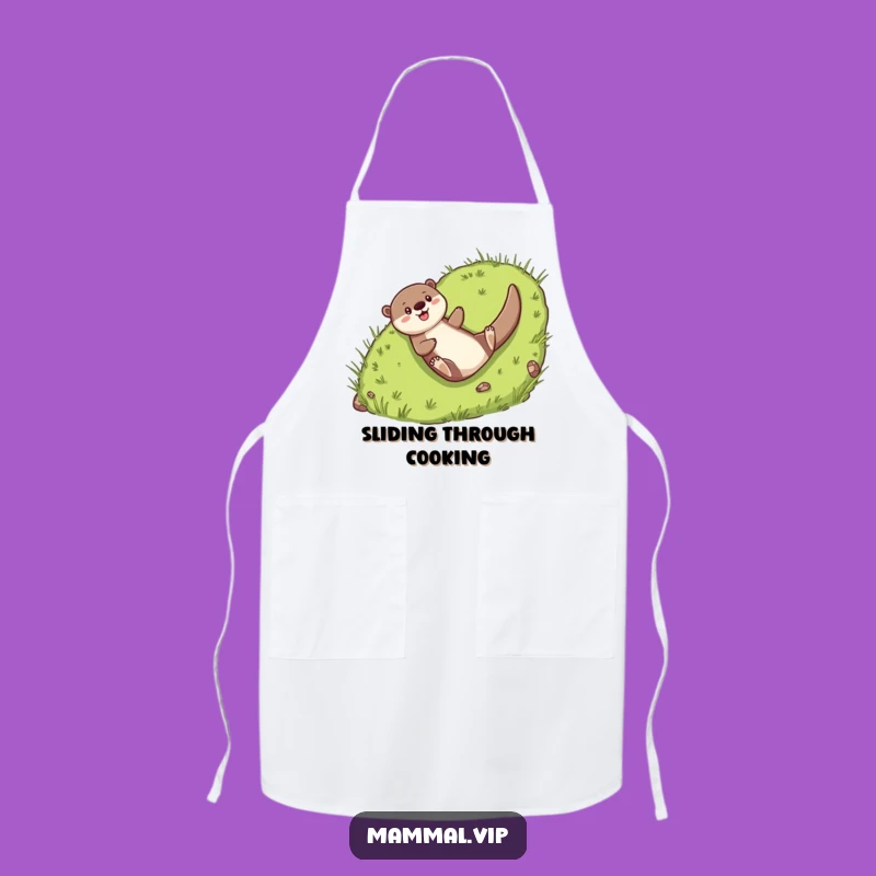Funny Otter Sliding Apron: Playful Kitchen Fun with Cheerful Character's Design