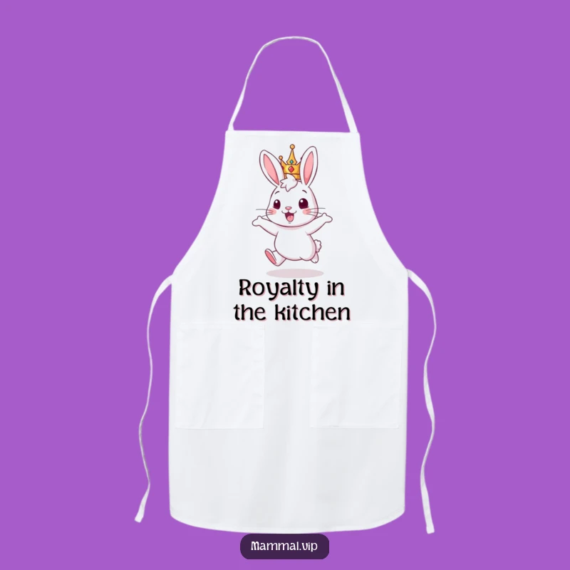Funny Rabbit King Apron: Cook with Royal Flair and Enthusiastic Spirit