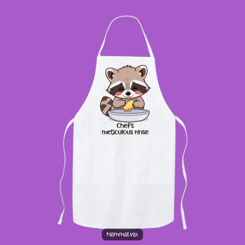 Funny Raccoon Washing Food Apron - Cook with Meticulous Humor & Style