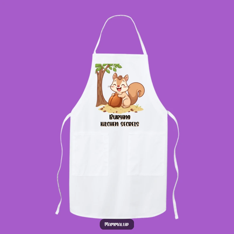Funny Squirrel Burying Acorn Apron: Happy Chef Hoarder Kitchen Wear, Fun Funny Gift