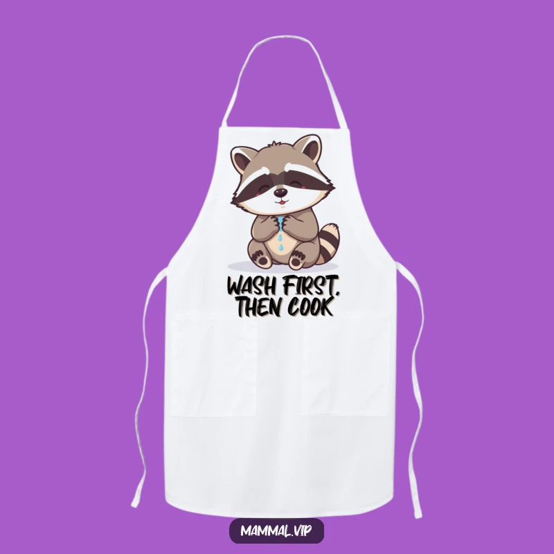 Funny Raccoon Washing Paws Apron: Cook Up Giggles in the Kitchen