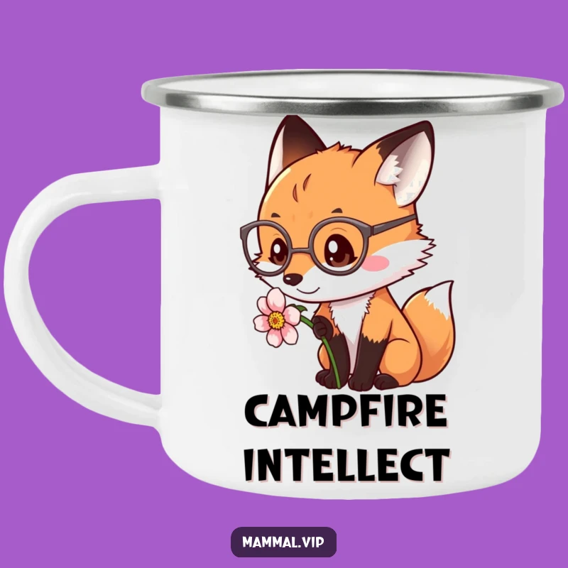 Funny Fox Spectacles Camping Mug - Intellectual Outdoor Brew Gift