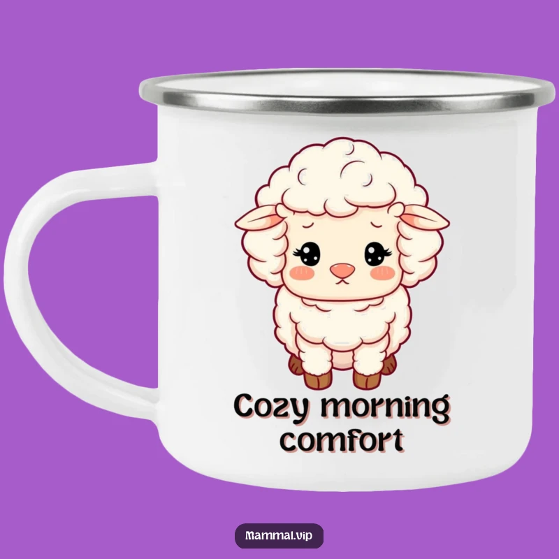 Funny Sheep Camping Mug: Woolly Contented Character, Outdoor Gift!