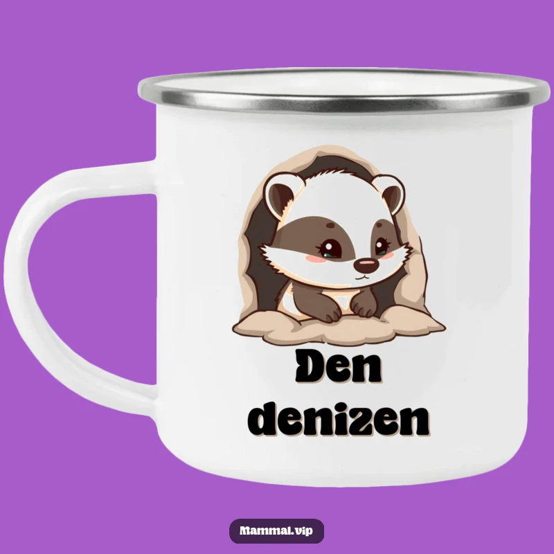 Funny Curious Badger Camping Mug - Peeking on Adventures!