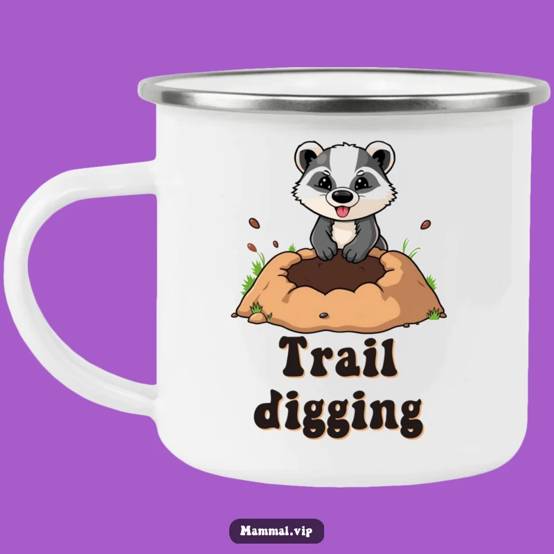 Funny Badger Digging Hole Camping Mug: Outdoor Adventures with Determined Animal