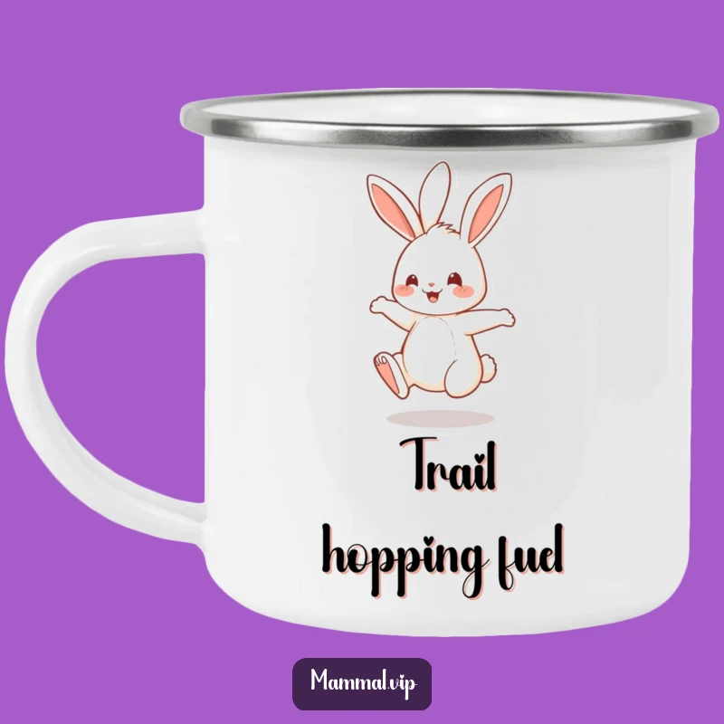 Funny Bouncing Rabbit Camping Mug: Cheerful Bunny Adventure Cup, Unique Funny Gift