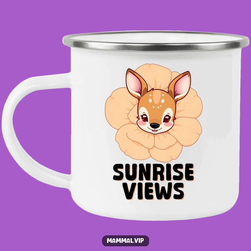Funny Deer Flower Peek Camping Mug: Nature's Gentle Companion
