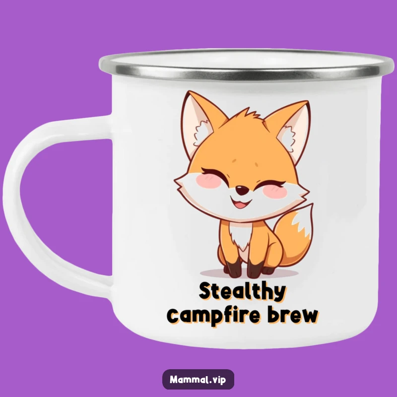 Funny Fox Sneaking Camping Mug: Mischievous Grin Adventure Cup, Unique Funny Gift