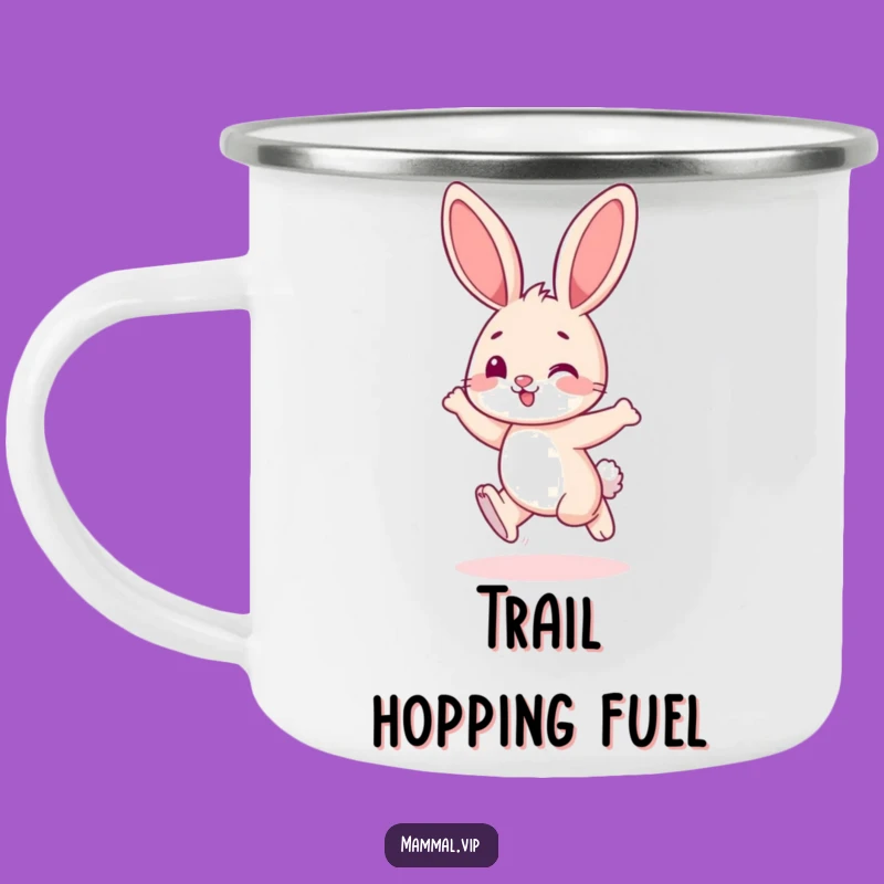 Funny Hopping Bunny Camping Mug: Playful Animal Character Outdoor Cup