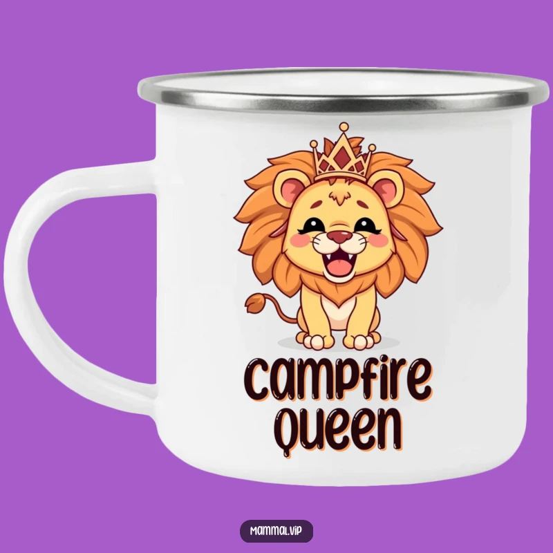 Funny Lion Tiara Camping Mug - Hilarious Regal Outdoor Gift