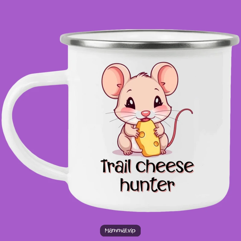 Funny Mouse Nibbling Cheese Camping Mug - Cute Rodent Camp Cup Gift