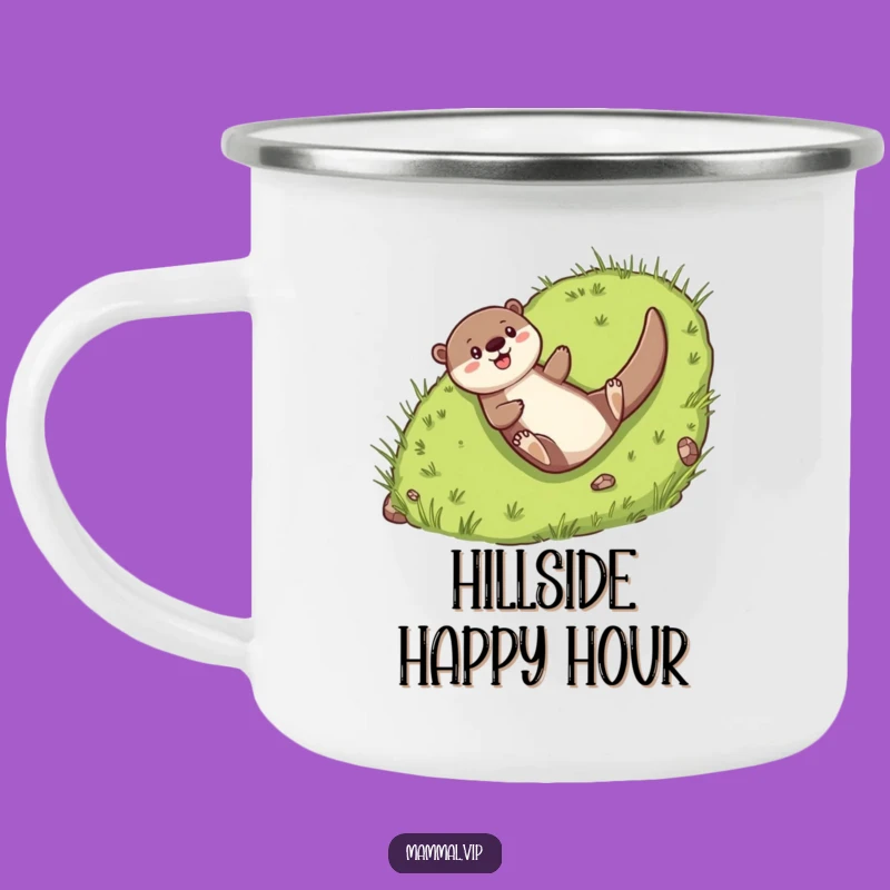 Funny Otter Sliding Camping Mug: Cheerful Character's Fun Adventure Companion