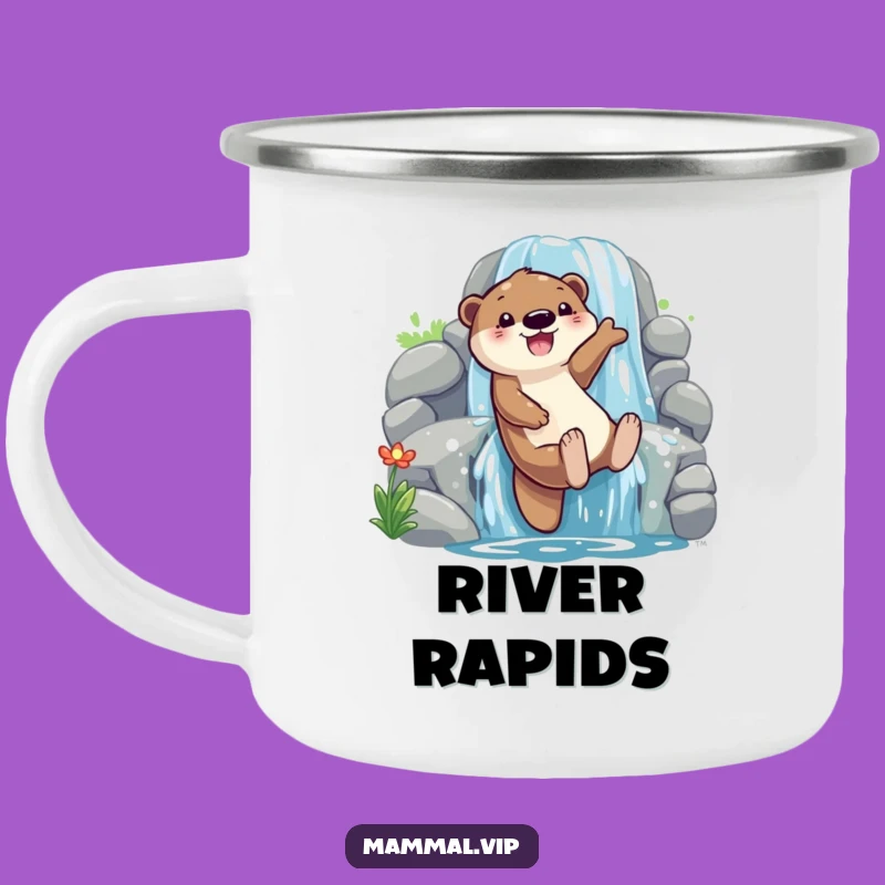 Funny Otter Waterfall Slide Camping Mug: Adventure Splash
