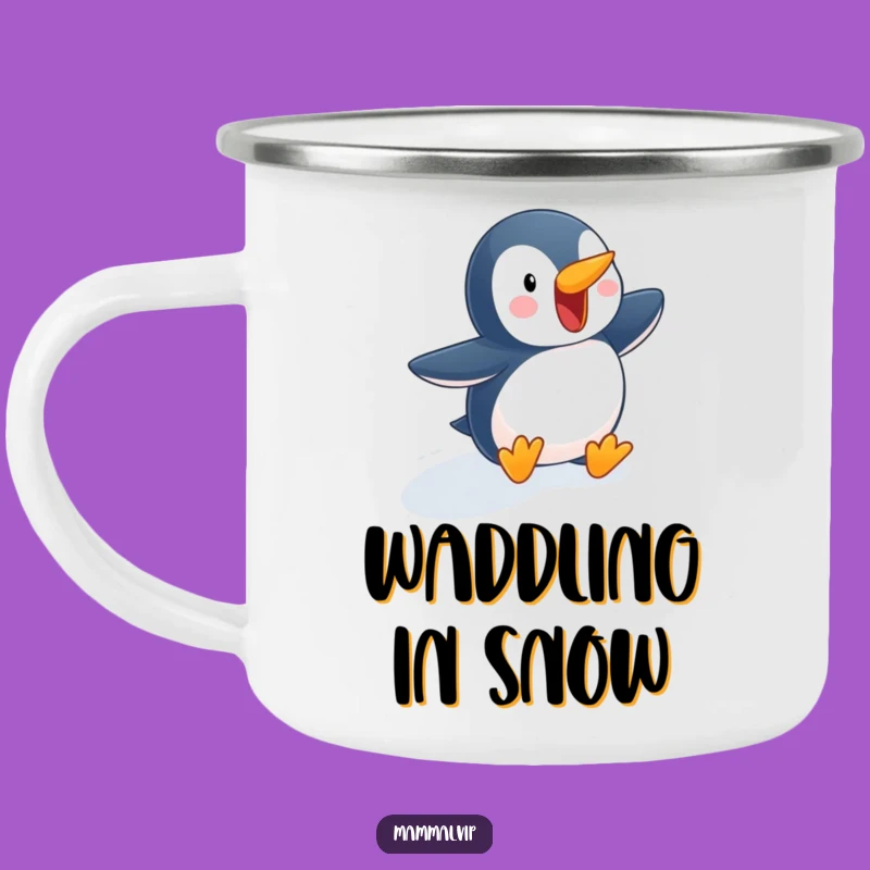 Funny Penguin Slope Camping Mug - Winter Adventures and Humor!