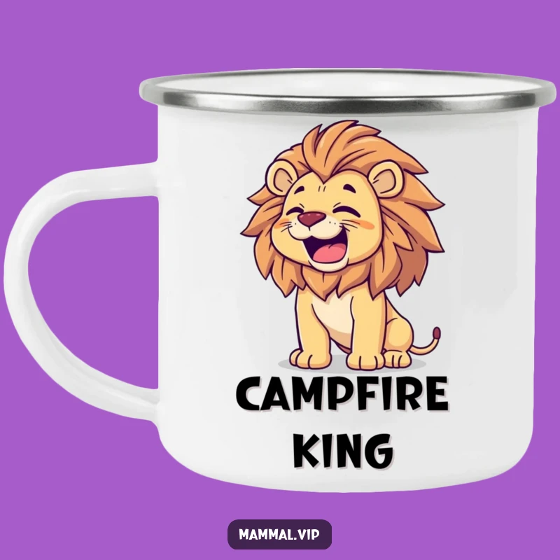 Funny Proud Lion Camping Mug: Happy Roar Humor, Perfect Majestic Campfire Gift