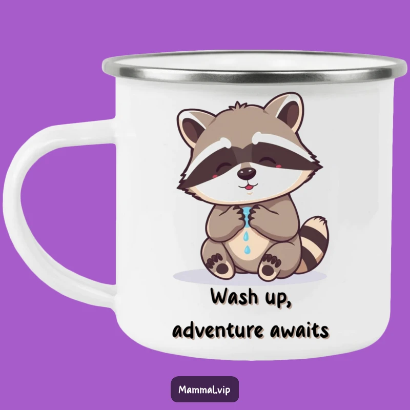 Funny Raccoon Washing Paws Camping Mug: Adventure with a Comical Clean
