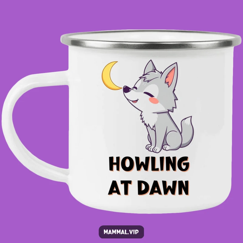 Funny Wolf Howling Moon Camping Mug - Embrace Goofy Vibes Outdoors