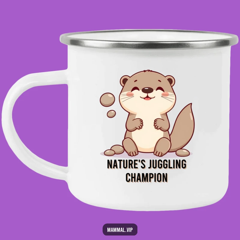 Funny Otter Juggling Pebbles Camping Mug: Adventure Fuelled by Humor and Caffeine
