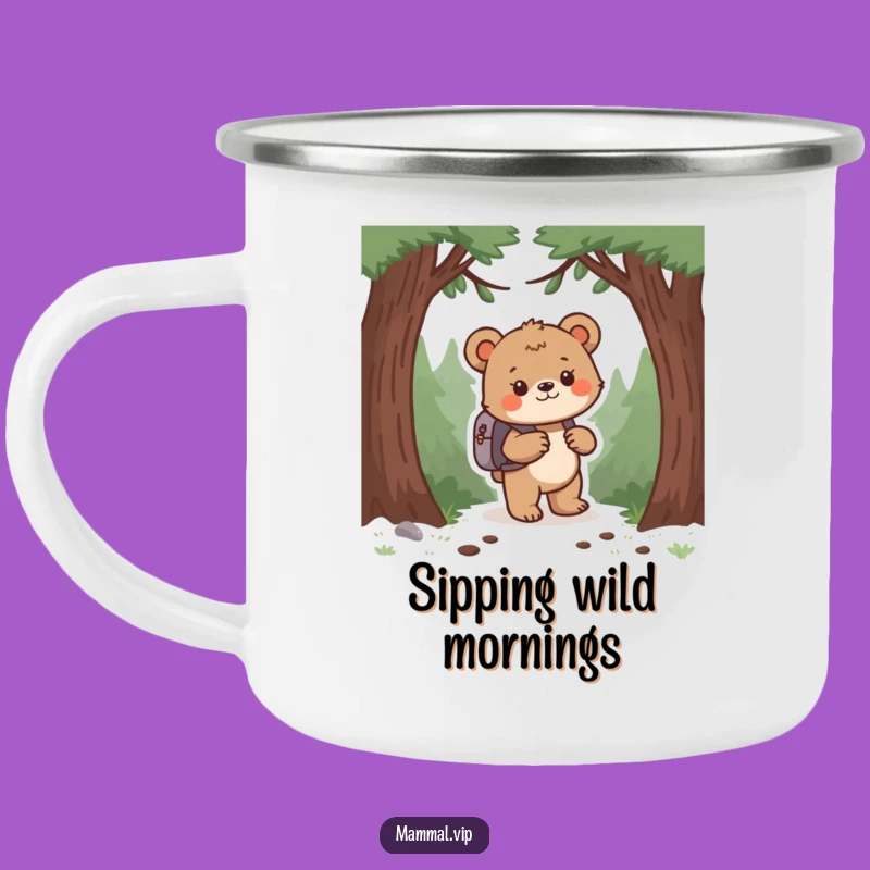 Funny Bear Cub Forest Camping Mug - Rustic Adventure Coffee Cup Gift