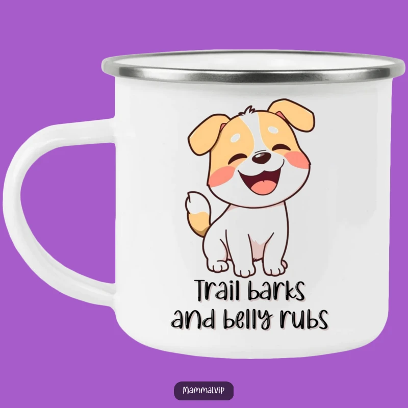 Funny Joyful Dog Camping Mug - Playful Barking Outdoor Drinkware