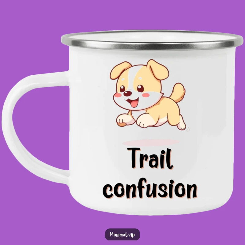 Funny Dog Chasing Tail Camping Mug - Hilarious Pet Outdoor Cup Gift