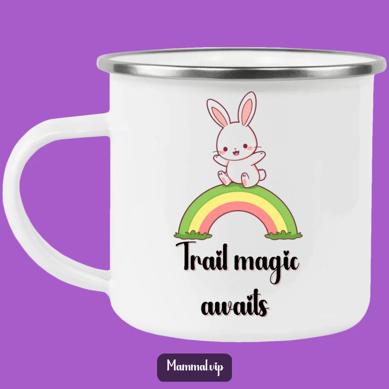 Funny Rabbit Rainbow Hop Camping Mug: Adventure and Joy