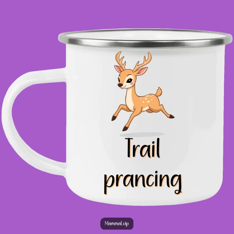 Funny Deer Prancing Camping Mug: Outdoor Adventures with Happy Elegant Animal