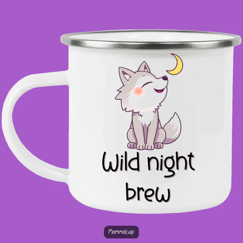 Funny Howling Wolf Camping Mug: Cheerful Moon Brew, Rugged Funny Gift