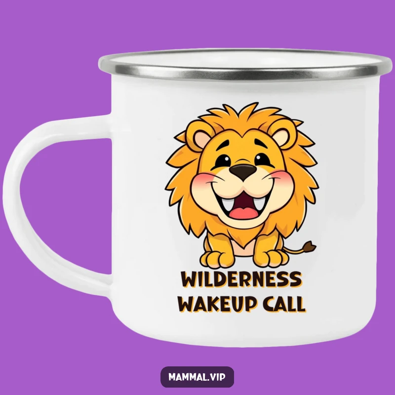 Funny Happy Lion Roaring Camping Mug - Adventure with a Roar!