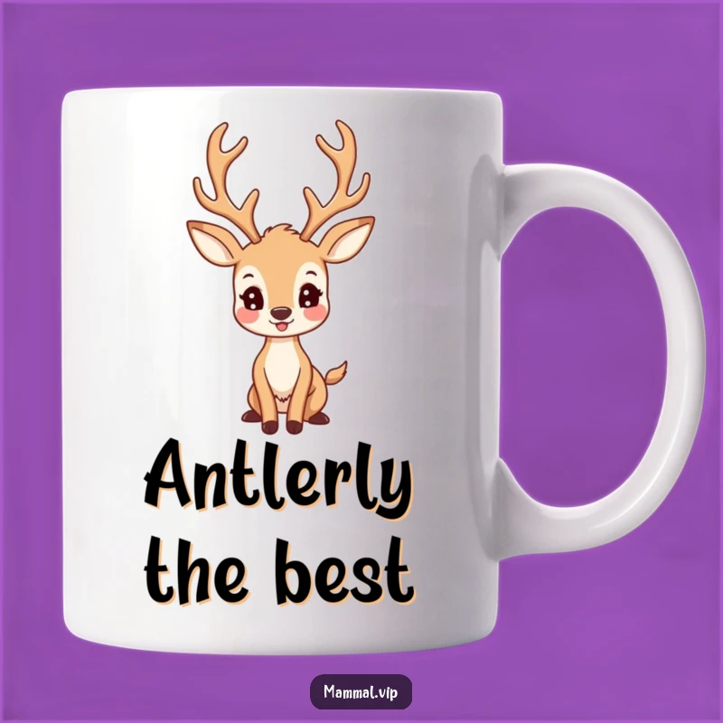 Funny Deer Mug: Happy Antlered Character Posing Proudly, Great Gift!
