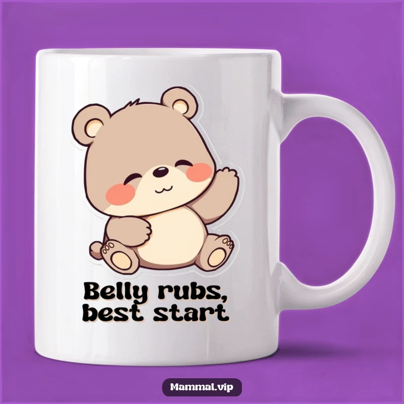 Funny Bear Belly Scratch Mug: Hilarious Cartoon Character Gift for Bear Lovers