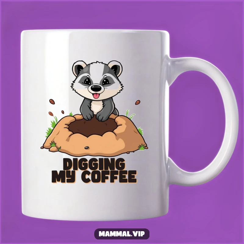 Funny Badger Digging Hole Mug: Determined Animal Character Gift
