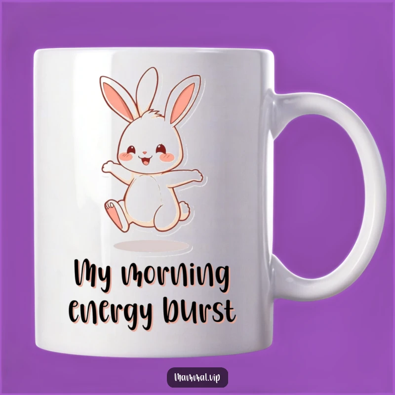Funny Bouncing Rabbit Mug: Cheerful Bunny Art, Perfect Funny Gift for Animal Lovers