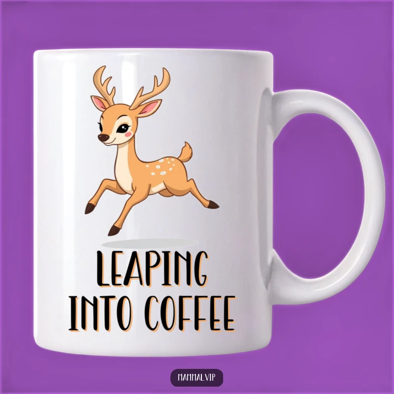 Funny Deer Prancing Mug: Happy Elegant Animal Character Gift