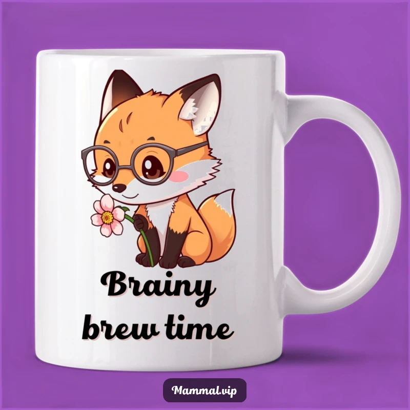 Funny Fox Spectacles Flower Mug - Intellectual Curiosity Humor Gift