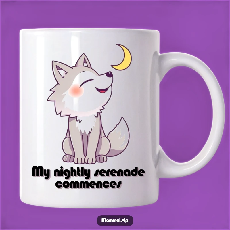 Funny Howling Wolf Moon Mug: A Cheerful Wolfs Joyful Serenade, Perfect Gift