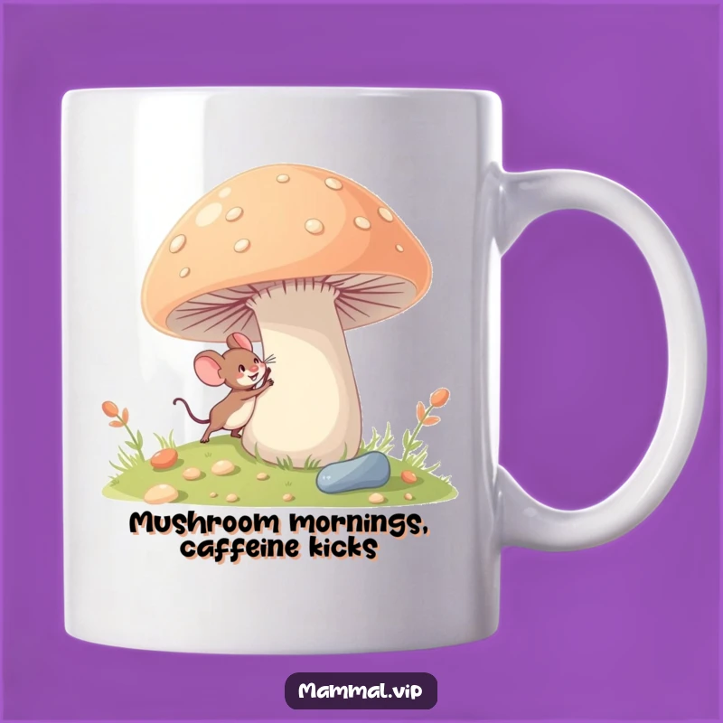 Funny Mouse Mushroom Mug: Tiny Explorer Character, Perfect Funny Gift