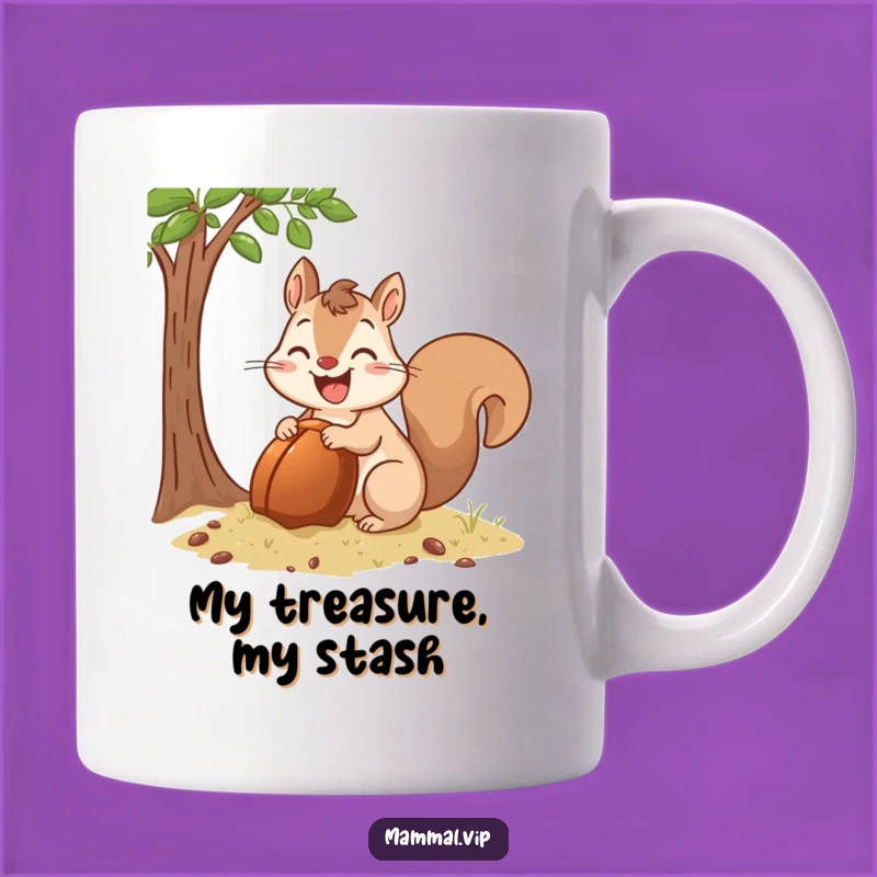 Funny Squirrel Burying Acorn Mug: Happy Hoarder Art, Perfect Funny Gift for Nature Lovers