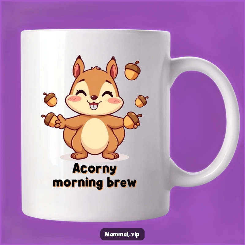 Funny Squirrel Juggling Mug: Cheerful Acorn Lover's Gift