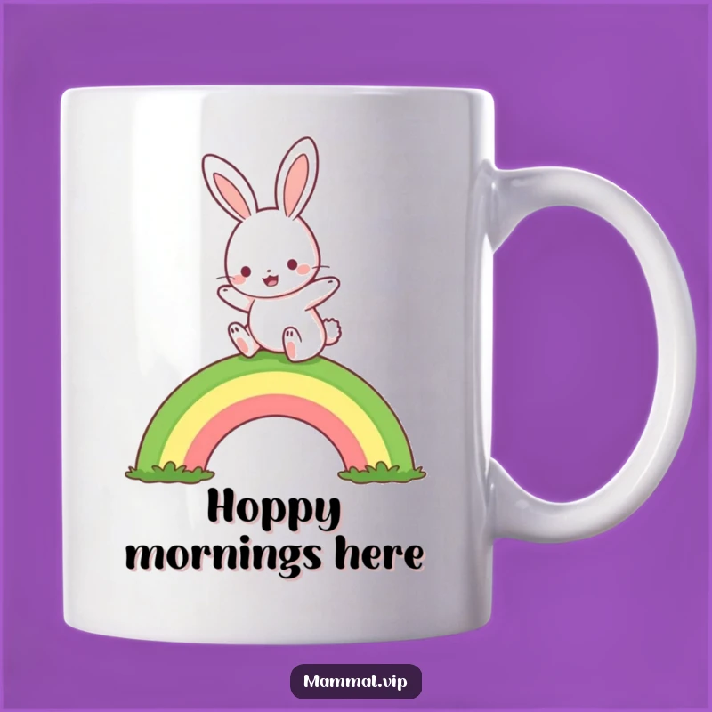 Funny Rabbit Rainbow Hop Mug: Cheerful Cute Gift for Bunny Lovers