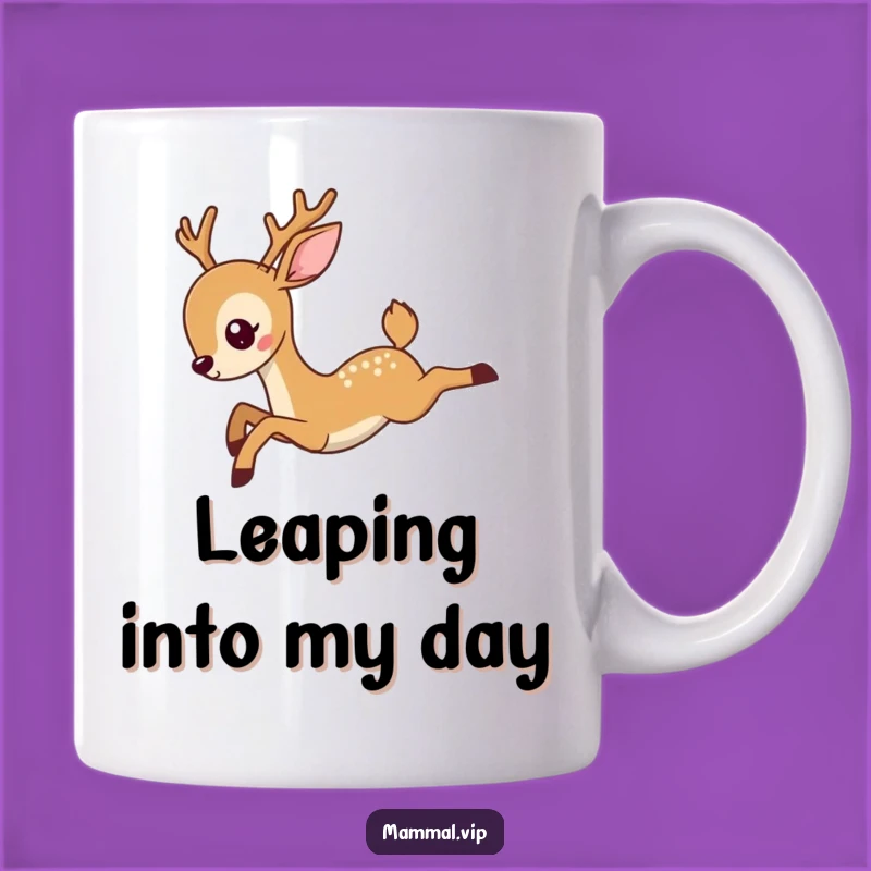 Funny Deer Leaping Mug: Hilarious Gift for Graceful Goofballs and Nature Lovers
