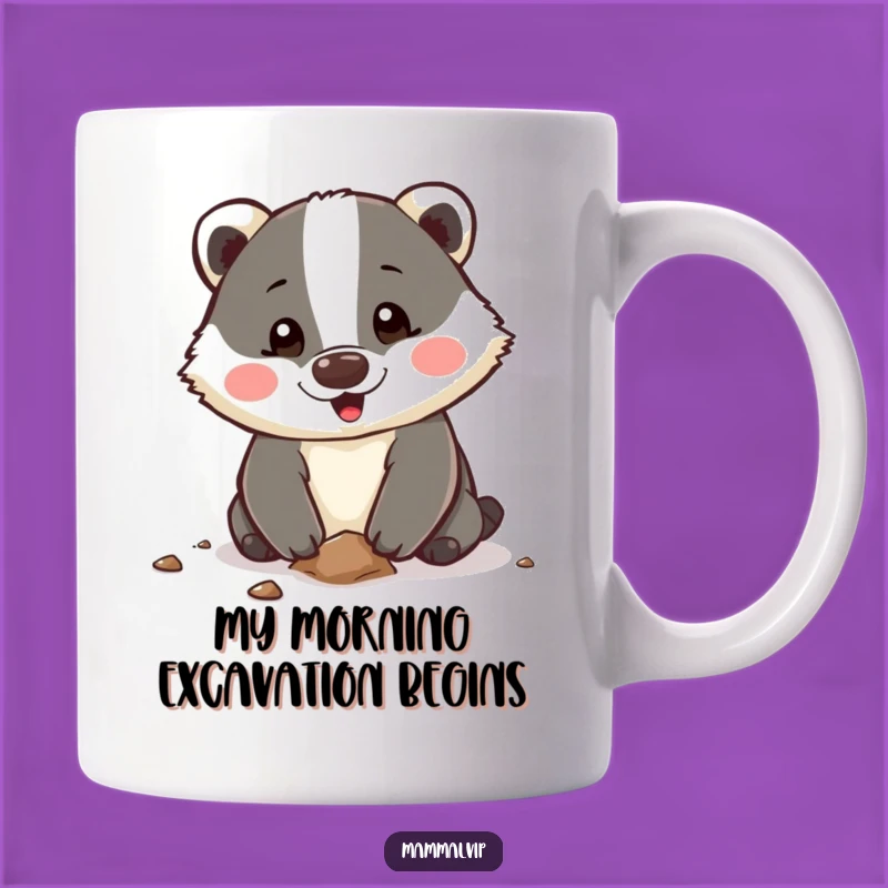Funny Badger Mug: Happy Digging Character Gift for Enthusiastic Go-Getters