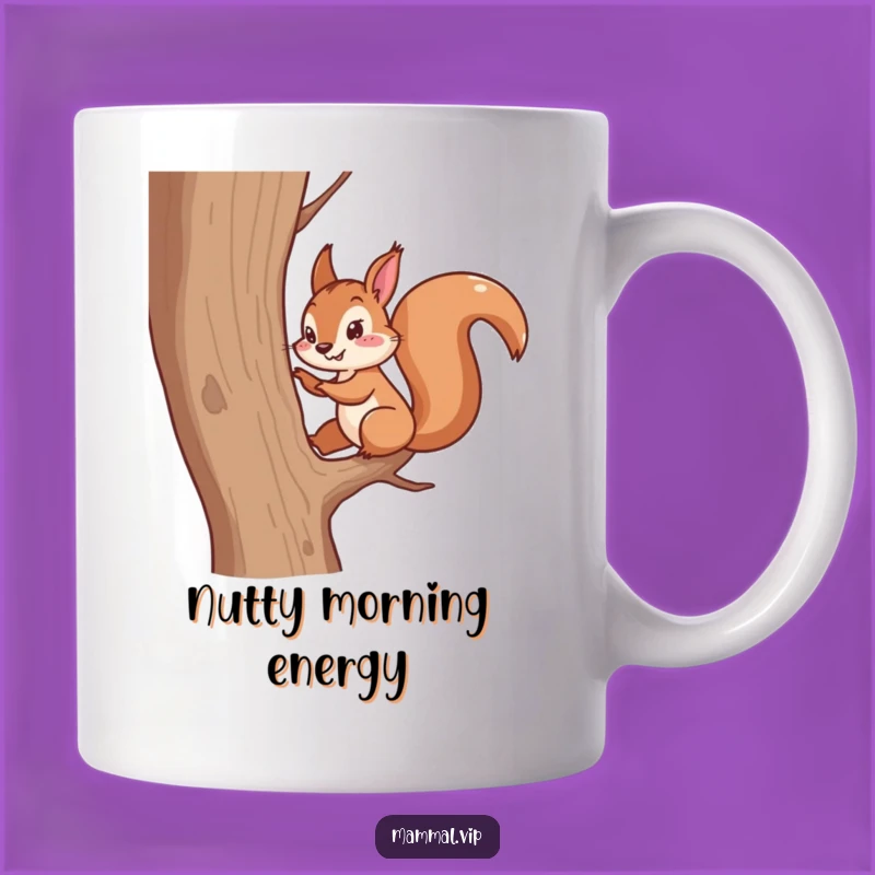 Funny Squirrel Scampering Tree Mug - Energetic Animal Climbing Humor Gift