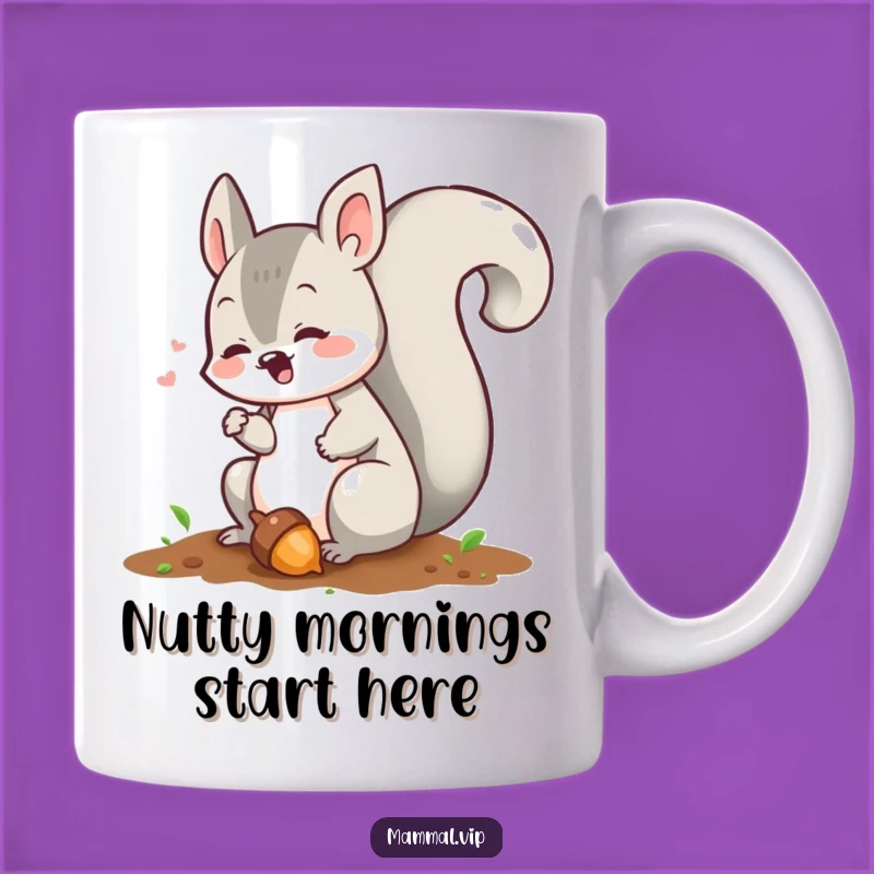 Funny Squirrel Burying Acorn Mug: Adorable Woodland Creature Gift for Nutty Friends