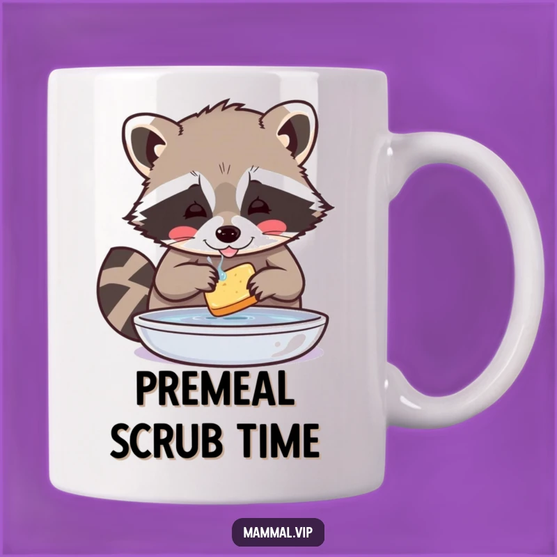 Funny Raccoon Washing Food Mug - A Meticulous Gift for Neat Freaks & Foodies