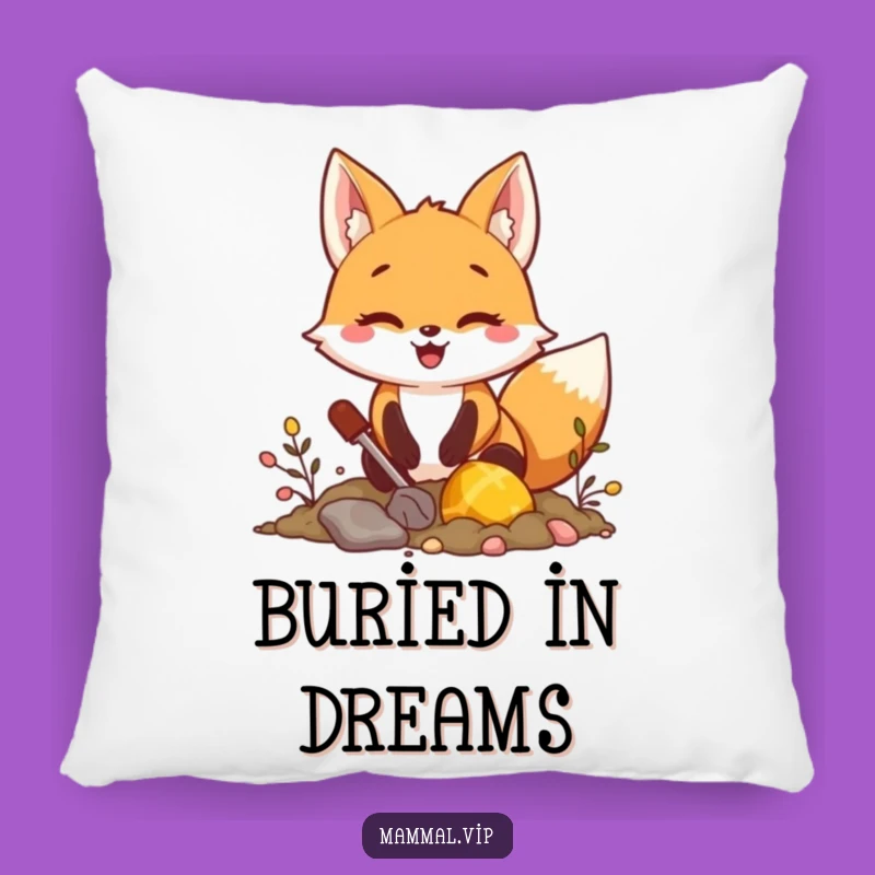 Funny Fox Treasure Dig Pillow: Cozy Adventure Comfort