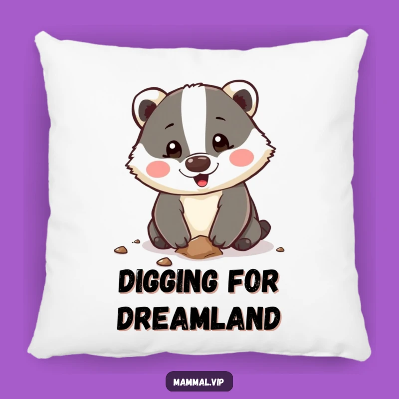 Funny Badger Pillow: Happy Digging Character for Cozy Comfort and Energetic Vibes