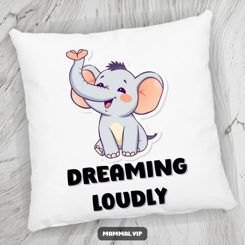 Funny Elephant Trumpet Pillow: A soft pillow with a joyful elephant trumpeting, perfect for adding comfortable cheer and humor. Decor.